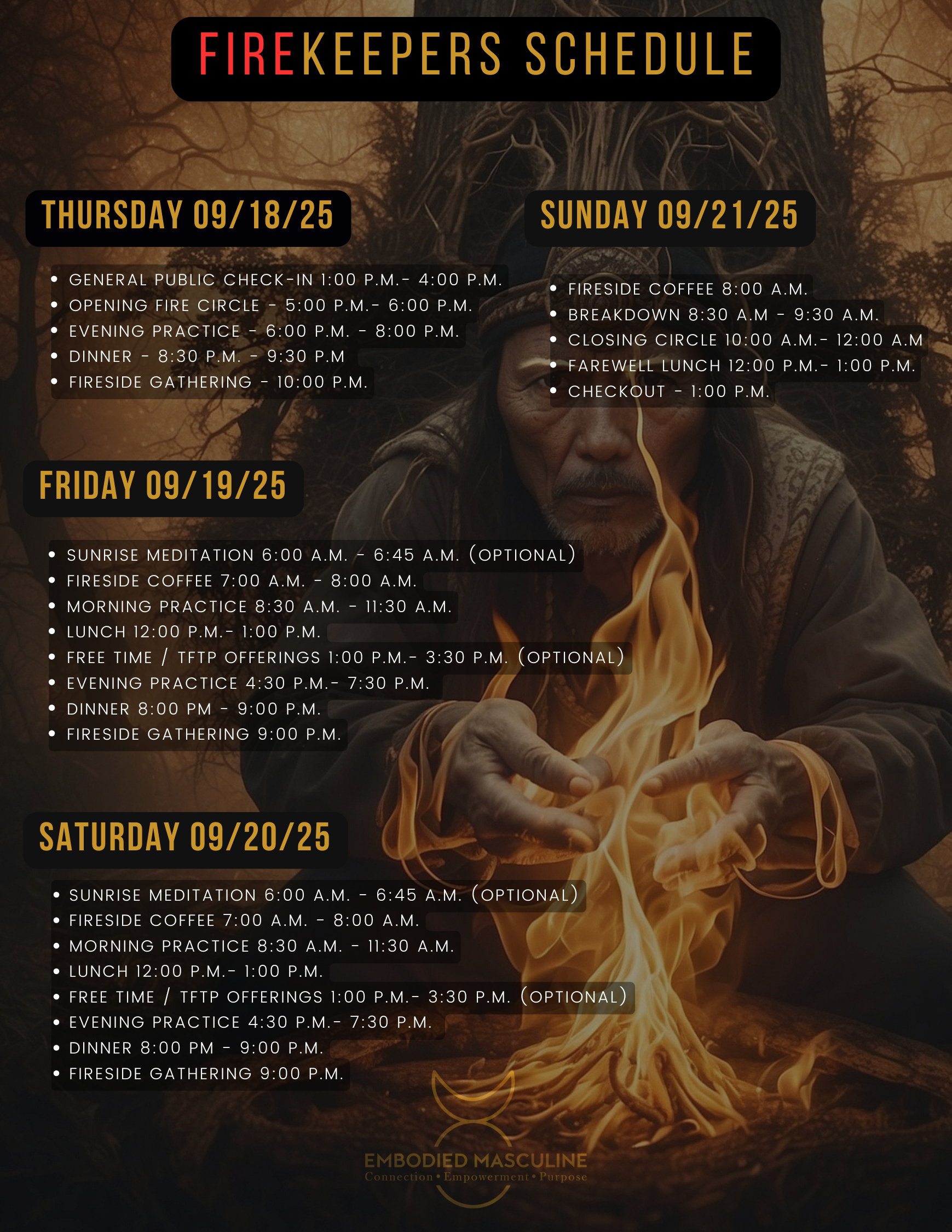 Firekeepers Schedule