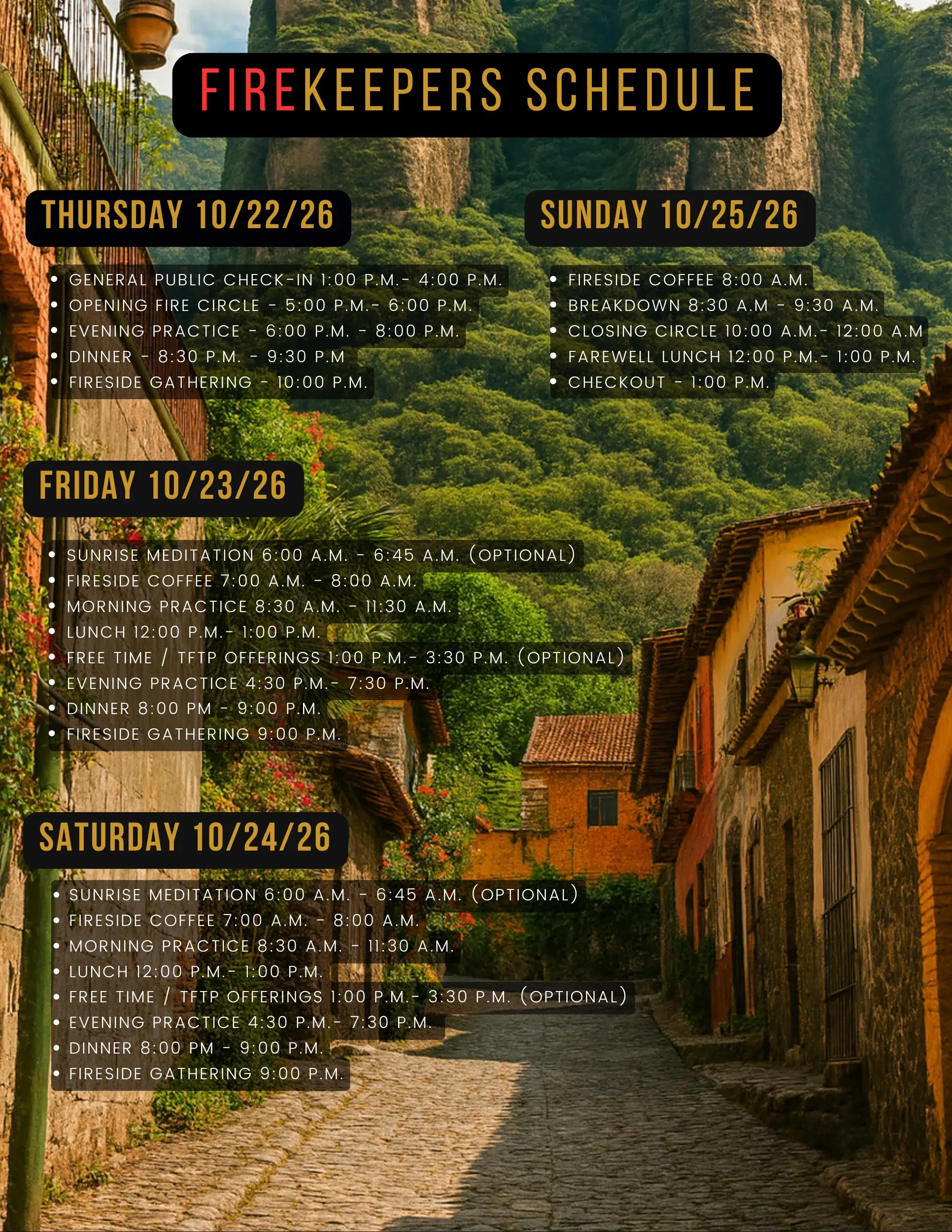 2026 Firekeepers Men's Retreat Schedule